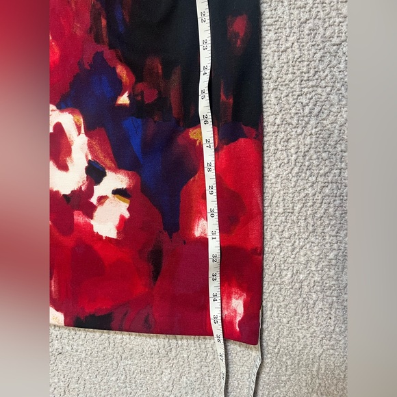 INC International Concepts Dress SZ 4 Black Red Abstract Floral Print Sheath - Picture 13 of 14